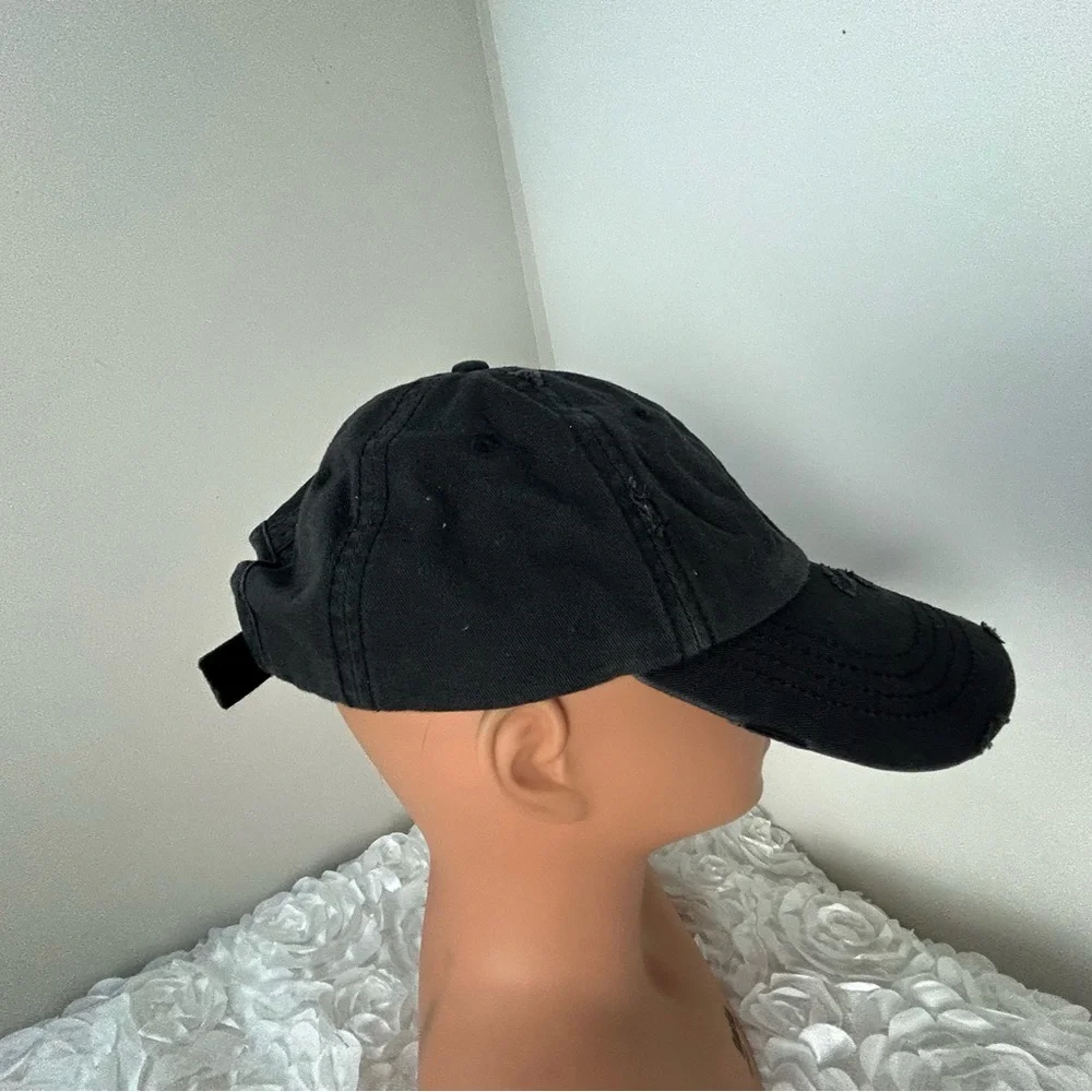 Kbethos Black Distressed Style‎ Ponytail Ball Cap Sporty Travel - Picture 3 of 13
